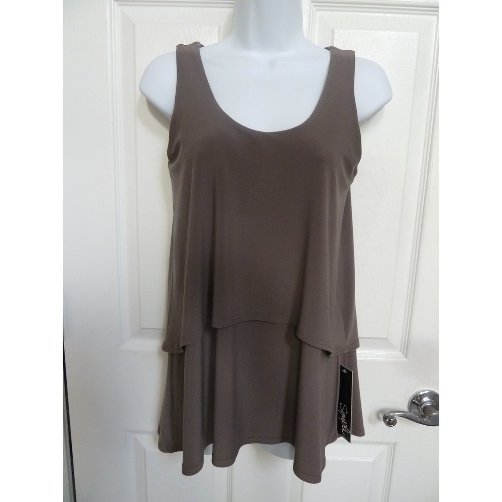 Sympli Sleeveless Cascade Top Tiered Taupe Brown Cargo Sz 8 L61594 NWT
